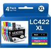 WYFYINK LC422XL LC422 XL Cartucce Compatibili con LC422 LC422XL (4-Pack) | LC422XL Multipack per MFC-J5740DW, MFC-J5340DW, MFC-J6540DW, MFC-J6940DW, MFC-J5345DW