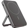 Fresh 'n Rebel Powerbank Magnetico Senza Fili 5000mAh, compatibile con MagSafe, Ricarica Rapida PD 20W, porta USB-C (in/Out), per iPhone 17/16/15/14/13/12, Portatile, con Supporto (Storm Grey)