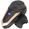 BETOWEY Interfono Moto, BT-S3 Auricolare Bluetooth Moto Impermeabile Interfono con Radio FM - Singolo, Oro
