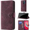 CaseGla Cover per Xiaomi Redmi Note 8 Pro, Borgogna | Blocco RFID, Portafoglio Pelle PU, Flip Libro, Porta Carte, Magnetica Libretto, Antiurto Protezione Completa