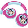 Lexibook, Minnie, Cuffie Bluetooth 2 in 1 per bambini, stereo, senza fili, con cavo, volume sicuro per bambini, pieghevoli, regolabili, rosa/blu, HPBT010MN