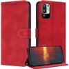 ZONNAVI Cover per Xiaomi Redmi Note 10 5G, [Blocco RFID] Custodia a Libro in Pelle con Porta Carte, Flip Case Portafoglio Antiurto Cover per Redmi Note 10 5G (Rosso)