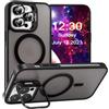 CasurvivePro Custodia magnetica protettiva per fotocamera con cavalletto per iPhone 13 Pro Max, [compatibile con MagSafe], opaca, sottile, antiurto, custodia protettiva per iPhone 13 Pro Max, nera