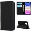 Cavor Cover Compatibile con iPhone 11 Cover con Cordino,Flip Vera Pelle Portafoglio Custodia in Pelle,[4 Porta Carte][Magnetico] Custodia Libro - Nero