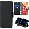 N NEWTOP Cover Compatibile con Redmi Note 13 PRO 4G, HQ Lateral Custodia Libro Flip Chiusura Magnetica Portafoglio Simil Pelle Stand Protezione Completa Case TPU Anti Urto Guscio Base (Nero)