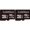 LinkMore XV11 32GB MicroSD Flash Memory Card, Micro SDHC Card, A1, UHS-I, U1, V10, Class 10 Compatible, Read Speed Up to 90 MB/s, SD Adapter Included (Confezione da 2)