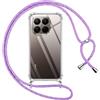Pnakqil Cover per Xiaomi 15T Pro 5G con Cordino, Trasparente Custodia con Laccio Tracolla Cellulare Girocollo Collana Protettiva per Xiaomi 15T Pro 5G 6.83 Pollic, Viola 01