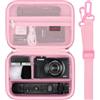 Elonbo Custodia da trasporto per fotocamera digitale Sony ZV-1F, ZV-1, ZV-1 II, Sony ZV 1F, custodia protettiva rigida da viaggio, kit di accessori per vlogger, treppiede per microfono, colore: rosa