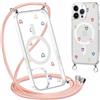 Yoedge Magnetica Cover con Cordino per iPhone 12 Pro Max 6,7 Compatibile con MagSafe, Trasparente Custodia Sottile TPU Silicone Antiurto Corde Collana Tracolla Laccio Case con Disegni Amore Cuore