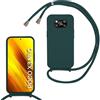 Belzsxy Cover per Xiaomi Poco X3 NFC/Poco X3 Pro con Cordino, Custodia con Laccio Collana Tracolla Collo Liquido Silicone Antiurto TPU Antiurto AntiGraffio Case,Verde