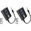 1Mii ML300 Trasmettitore Ricevitore Bluetooth 5.3 per TV, Adattatore con Jack Aux 3.5mm, aptX Bassa Latenza & AD & HD Audio con Batteria da 12 Ore per Impianto Stereo, 2 Cuffie, Auto (Confezione da 2)