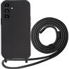 FERLAN Custodia per Samsung Galaxy S24 FE Cover con Cordino,Nero | Custodia con Laccio Collana Tracolla Regolabile Sottile Silicone Morbido TPU Bumper Antiurto AntiGraffio Protettiva Case