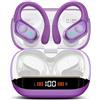 Ltinist Cuffie Bluetooth 5.4 Sport, Auricolari Bluetooth 75 Ore HiFi Stereo | Cuffie Wireless Impermeabili IPX8,4 ENC Cancellazione Rumore Mic,Con Display a LED,Violetta scura