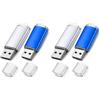 WISEORANGE 2 Pezzi 64GB Chiavetta USB 2.0 Pendrive 64GB Metallo-Argento/Blu (Confezione da 2)