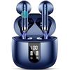 Drsaec Cuffie Bluetooth, Auricolari Bluetooth 5.4 Cuffie Wireless in-ear con 4 ENC Mic, Cuffie Senza Fili Cancellazione Rumore, Mini Cuffiette Bluetooth IP7 Impermeabile HiFi Stereo LED Display USB-C Blu