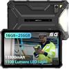 Ulefone Armor Pad 4 Ultra 5G Tablet Rugged Android 14 Con 10.36 Pollici 2K FHD+, 10080mAh/33W, 16GB+256GB/SD-2TB, 1100 LED-Licht, 50MP+32MP, IP68 Impermeabile Dual SIM/5G WiFi/OTG/NFC