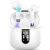 Drsaec Cuffie Bluetooth, Auricolari Bluetooth 5.4 Cuffie Wireless in-ear con 4 Mic, 2026 Cuffie Senza Fili ENC Cancellazione Rumore, Mini Cuffiette Sport Earbuds IP7 Impermeabile HiFi Stereo/LED/USB-C Bianco