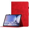 Oduio Custodia per Samsung Galaxy Tab S10+ / S10 Plus 2024/ S9 Plus 2023/ S9+ / S9 FE Plus 12,4 Pollici Cover in Pelle PU Case Coperchio Multi-Angli Supporto Pieghevole Cover Protettiva -Rosso