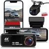 Liwogi Dashcam per auto anteriore e posteriore 4K+2K con scheda SD da 64 GB ADAS BSD WiFi GPS Dashcam con grandangolo da 170°, sensore G, visione notturna, registrazione in loop, monitoraggio parcheggio, con