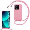 FERLAN Custodia per Xiaomi 13T Pro/13T Cover con Cordino,Rosa | Custodia con Laccio Collana Tracolla Regolabile Sottile Silicone Morbido TPU Bumper Antiurto AntiGraffio Protettiva Case