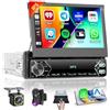 Hikity Autoradio 1 Din 7 Wireless CarPlay Android Auto Bluetooth | Display Estensibile, Video Online, Uscita Video, Radio FM, SWC, Touch Screen, Telecamera, MIC