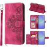 Auslbin Fiore Cover per Samsung Galaxy A55 5G 6.5, Slot a 5 Carte Custodia Protettiva in pelle PU Stile Vintage per Samsung A55 2024, Rosso