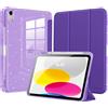 MoKo Brillante Cover per iPad (A16) 11/ 10a Gen. 10,9, Viola Profondo | Cover Protettiva PU-Leder Dreifach Falt Klapp Schutzhülle Con Portapenne Supporto Glitterata con Trasparente Brillante
