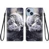 KARTXITAI Cover Compatibile con iPhone 14 PU Pelle TPU Silicone Portafoglio Magnetica con Disegni Motivo Animale Flip Custodia in Libro Slot Schede Custodia-Luna lupo,nuvole,cielo,mare