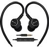 Hmusic Auricolari Sportivi Cablati con Microfono, 3,5 mm, Nero | Guscio in Metallo, In-Ear con Gancio, Per Sport, Corsa, Allenamento, Palestra