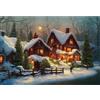 YongFoto 3x2m Natale Sfondo Scena Bella Casa Alberi Fata Campo di Neve Paesaggio Invernale Colorato per Festa della Vigilia Festival Famiglia Fotografia Forniture