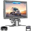 Realdio Kit Retrocamera AHD, Monitor IPS 7 Pollici, Cavo 10 m, IP68 | Visione Notturna IR, Connettore 4 Pin, Segnale Cablato Stabile e 9-36V per Camper, Camion, Bus e Rimorchio