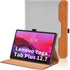 Oduio Custodia per Lenovo Yoga Tab Plus 12.7 Pollici 2025 Pelle Case, Multi-Angli Supporto Pieghevole Cover Protettiva con Tasca e Funzione Supporto-Grigio
