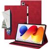 Auslbin Cover Compatibile con Xiaomi Redmi Pad 2 Pro 12,1 2025 Custodia di Tablet in Pelle PU in Stile Classico Anti-Fall Case di Scheda Protettiva con Slot per Carte, Rosso
