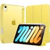 MoKo Cover per iPad Mini 7 A17 Pro, iPad Mini 6a Gen 8,3, Giallo Chiaro | Portapenna, Retro in PC Rigido Traslucido, Supporto Multi-angolo, Leggero, Antigraffio, Sospensione/Risveglio Automatico
