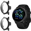 Funrae Custodia Compatibile con Garmin Vivoactive 6 [2 Pezzi], Cover Protettiva Telaio Rigida PC [Con Vetro Temperato] HD Clear Anti-Graffio Protezione Case - Nero