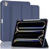 ProCase Custodia per iPad Pro 13 Pollici M5 2025 M4 2024 con Portamatita, iPad Pro 13 Modello: A2925 A2926 A3007 Triple Stand Smart Folio con Copertura Posteriore in TPU Morbido -Marina