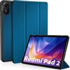 EasyAcc Custodia Cover Compatibile con Xiaomi Redmi Pad 2 11 Pollici | Ultra Sottile con Cover Leggero Supporto in Pelle PU Case, Blu pavone