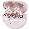 AMONIDA Auricolari Wireless, Cuffie Bluetooth, Orecchini Staccabili, Cuffie Comode e Aderenti per Donne, Regali, Allenamenti Sportivi, Viola (Oro rosa)