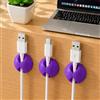 Generic Fermacavi, 3 organizer per cavi in silicone adesivo per la gestione dei cavi da scrivania, clip per cavi di ricarica, uso domestico, ufficio, auto, viola
