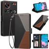 Generico DayQiQiPu Custodia per ZTE Nubia Z70 Ultra/Z70S Ultra (6,85 Pollici) Cover in Pelle PU con Colori Dopamina Custodia a Portafoglio Ribaltabile Antiurto Caso con Cinturino da Polso, Nero
