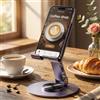 Generic Supporto per telefono girevole a 360° in lega di alluminio, un supporto da scrivania pieghevole adatto a tutti gli smartphone e tablet, un accessorio ideale per l'ufficio (viola)