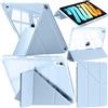 A-BEAUTY Custodia Compatibile con iPad mini (A17 Pro, Modello 2024, 7a Generazione) / mini 6 2021 con Portapenne, Chiaro Antiurto, Supporto Pieghevole a Y 6 in 1, Auto Svegliati/Sonno, Blu Cielo