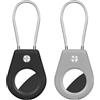 AXFEE Portachiavi AirTag, Custodia per AirTag con Filo-Nero+Grigio | Localizzatore di Chiavi Portatile, Supporto per Cover Protettiva per Tracker per AirTag, per Zaini e Animali Domestici