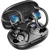 Hupoaf Cuffie Bluetooth, Auricolari Bluetooth 5.4 con Cancellazione Rumore Mics per Chiamate, 50 Ore Cuffie in Ear con con Display LED, IP7 Impermeabili Cuffiette Wireless Sport/Running con iOS e Android