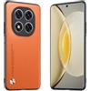 Longstong Custodia Adatta per POCO M8 Pro 5G / Redmi Note 15 Pro+ 5G / Note15 ProPlus 5G (6.83), Cover in pelle metallica serie CODE - Arancia
