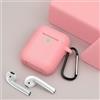 Generic Custodia per AirPods, custodia protettiva in morbido silicone con fibbia, compatibile con custodia di ricarica per Apple AirPods di seconda generazione, LED frontale visibile, rosa