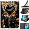 Generico DayQiQiPu Cover per Apple iPad 10a Generazione 2022 (10,9 Pollici) Custodia Sottile Guscio Con Supporto Ribaltabile Motivo a Cuore Nero Oro Con Porta Matite e Auto Wake/Sleep, 08