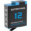 FLSTOR 1 Confezione Batteria di Ricambio 2000mAh per Fotocamere d'Azione GoPro Hero 9/10/11/12 Nero Sostituisce Batteria Modello AHBDT-901D