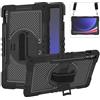 YOUULAR Custodia per tablet Samsung Galaxy Tab S9+ SM-X810, SM-X816B da 12,4, antiurto, con supporto girevole a 360° e cinturino da polso, colore nero