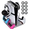 Dee Plus Supporto di Ricarica con Ventola di Raffreddamento per PS5 Pro/PS5 Slim/PS5 Digital/Disc Edition, Dock per Controller PSVR2, con Ricarica Controller, Indicatore LED, Gamepad Joystick Cappucci